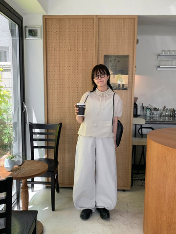 Waju cut wide balloon cotton pants